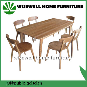 Oak Wood Dining Table with 6 Dining Chairs (W-DF-0636)